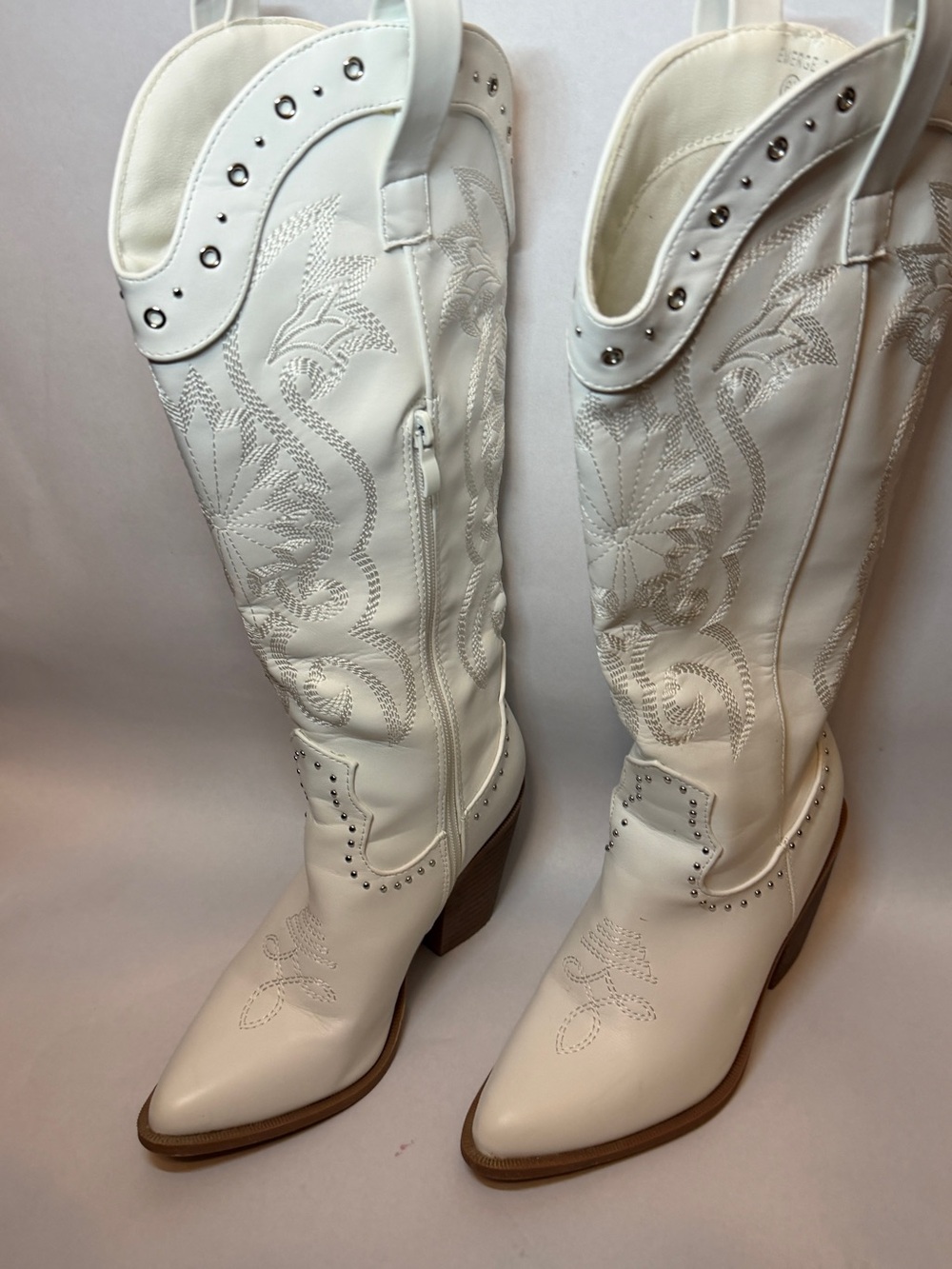 Windsor White Embroidered Over-the-Knee Western Boots